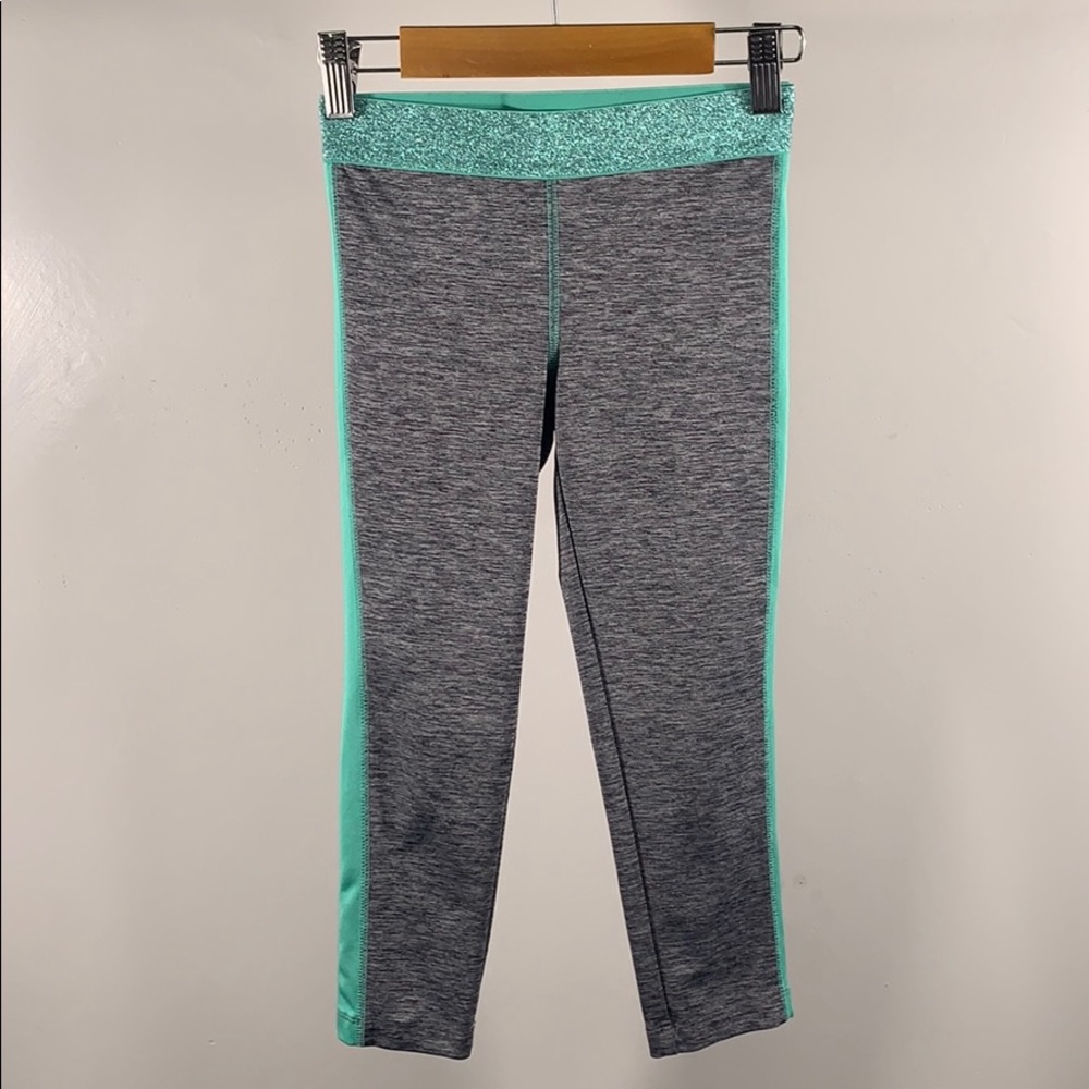 Girls 6 athletic sport workout leggings glitter